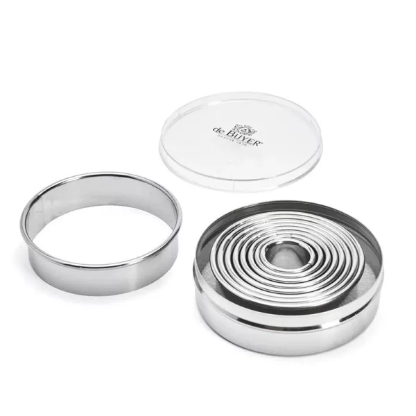 DE BUYER Box of 9 round, plain stainless steel cutters
