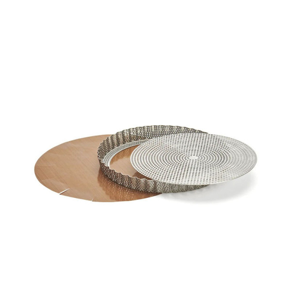 DE BUYER Fluted Stainless Steel Tart Pan with Removable Bottom, 24cm