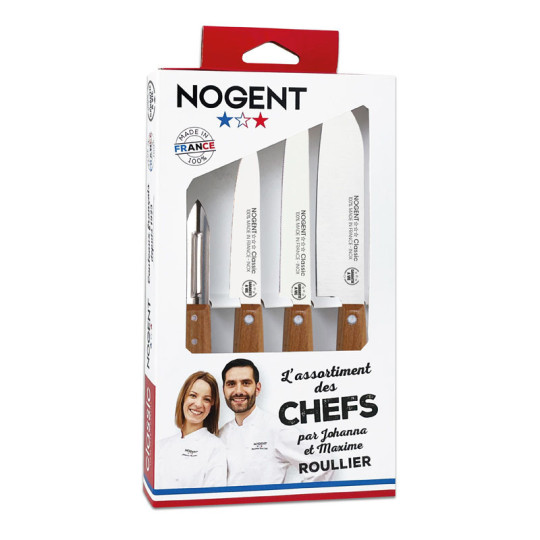 NOGENT Cherry Wood Chefs' Kitchen Set of 4 Knives