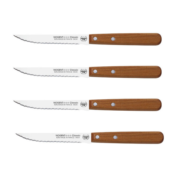NOGENT Cherry Wood Chefs Table Steak Knife Set with 4 Knives