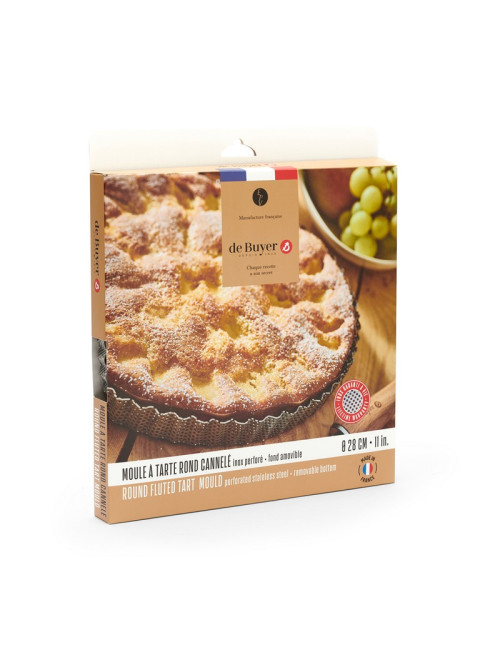 DE BUYER tainless steel fluted tart mold with removable bottom