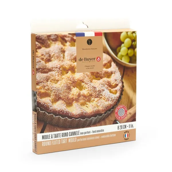 DE BUYER tainless steel fluted tart mold with removable bottom