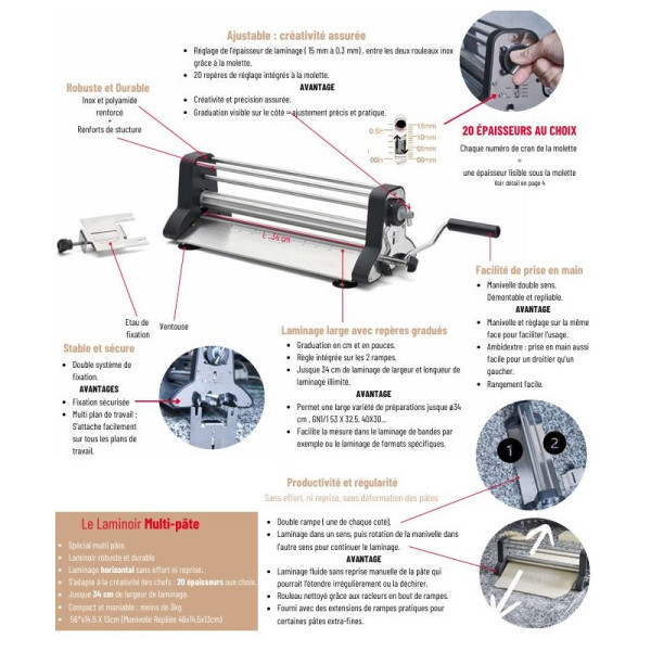 DE BUYER Stainless Steel Dough Sheeter (48.5 x 19 x 15 cm)