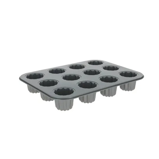 DE BUYER 12-piece Bordeaux cannelé mold, non-stick steel
