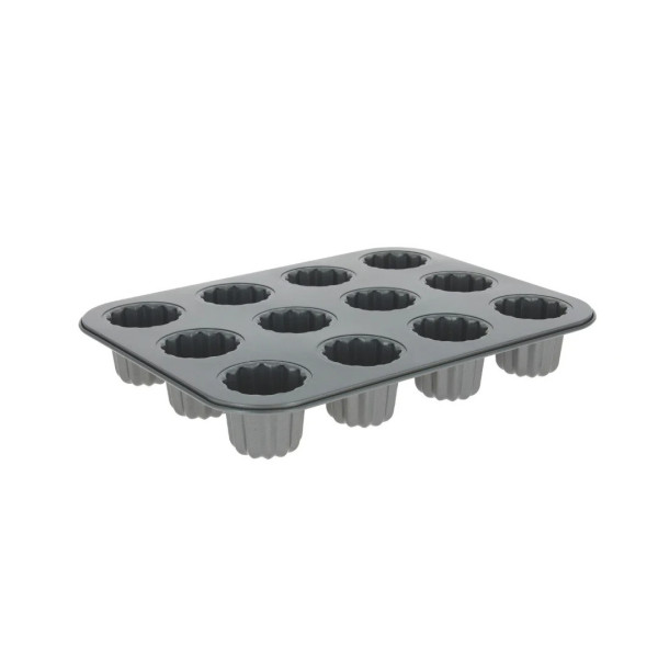 DE BUYER 12-piece Bordeaux cannelé mold, non-stick steel