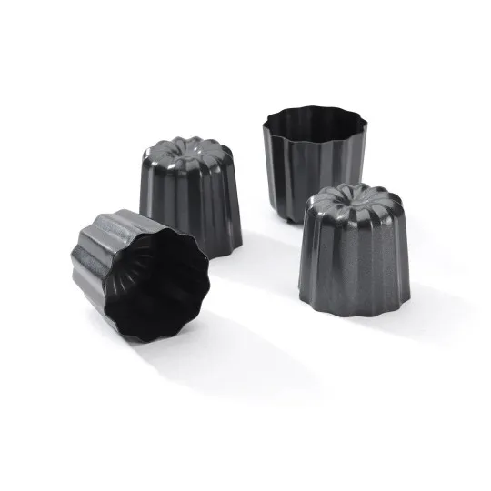 DE BUYER 4 Bordeaux cannelé molds, non-stick steel