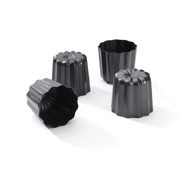 DE BUYER 4 Bordeaux cannelé molds, non-stick steel