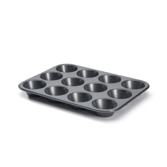 DE BUYER 12-Piece Non-Stick Steel Muffin Pan