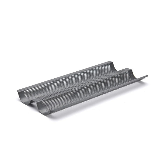 DE BUYER Perforated Baking Tray for 2 Baguettes in Steel