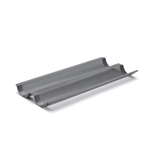 DE BUYER Perforated Baking Tray for 2 Baguettes in Steel