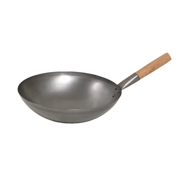 MATFER Chef Wok with Wooden Handle, 35cm Steel Sheet