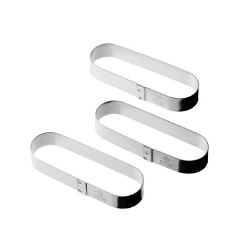MATFER Set of 6 Mozaïk Oblong Finger-Shaped Stainless Steel Tartlet Rings