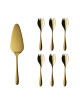 DEGRENNE Set of 6 Onde Gold Cake Forks and Pie Server