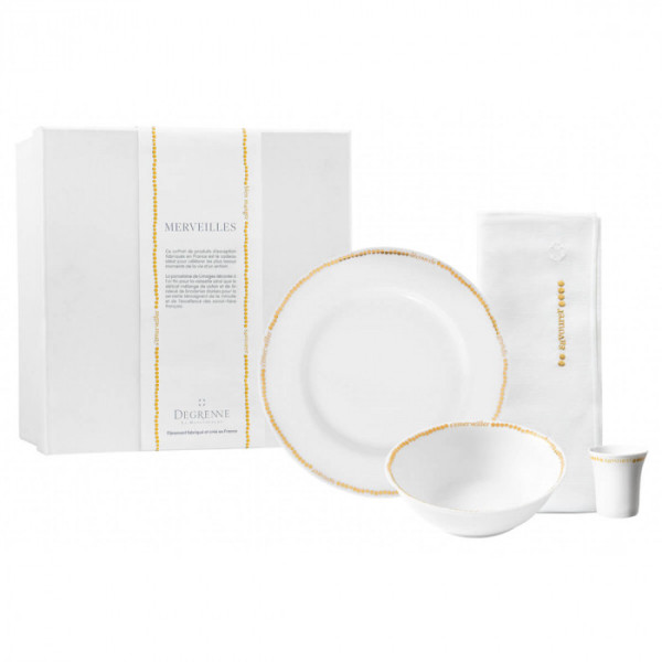 DEGRENNE Merveilles 4-Piece Porcelain Dinnerware Set