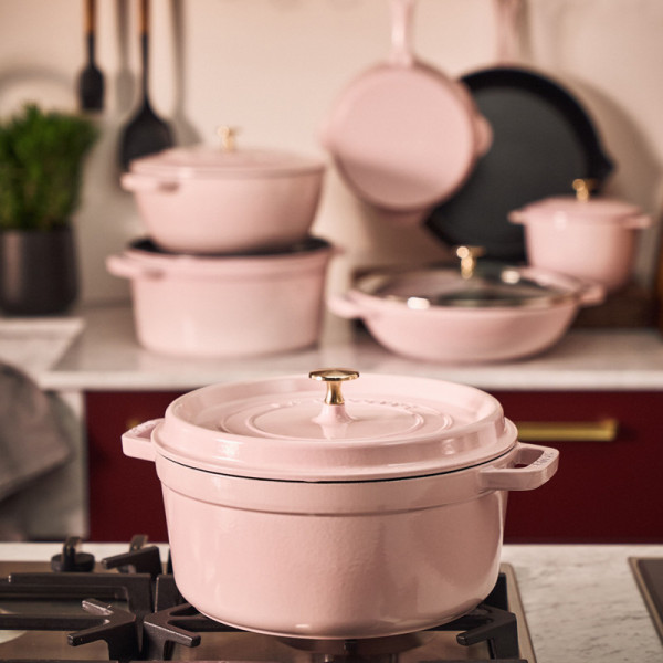STAUB Sorbet Rose Round Cast Iron Cocotte - 4 Sizes
