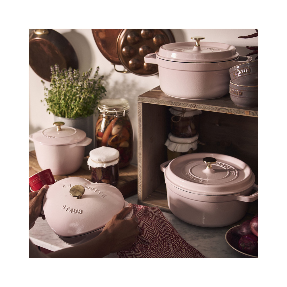 STAUB Sorbet Rose Cast Iron Heart-Shaped Cocotte 20cm