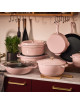 STAUB Sorbet Pink Cast Iron Wok 30cm with Lid