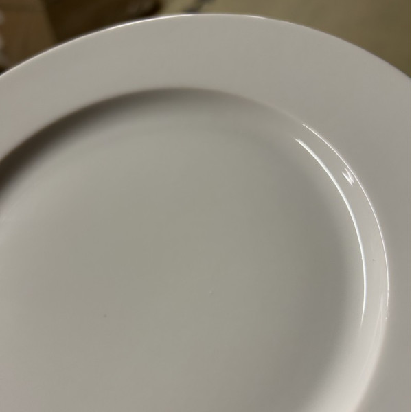 DEGRENNE Second choice set of 6 Eclipse White porcelain dessert plates, 21.5cm