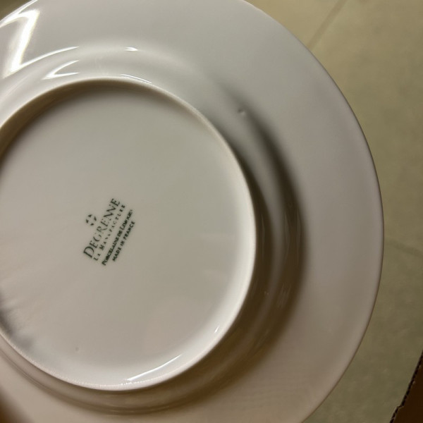 DEGRENNE Second choice set of 6 Eclipse White porcelain dessert plates, 21.5cm