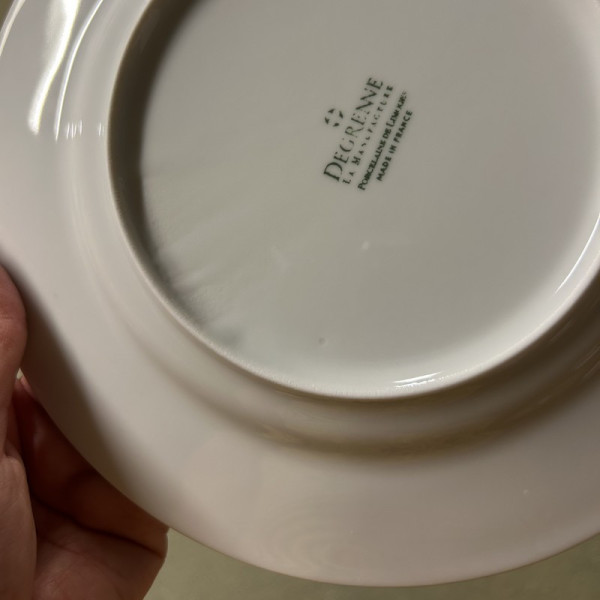 DEGRENNE Second choice set of 6 Eclipse White porcelain dessert plates, 21.5cm