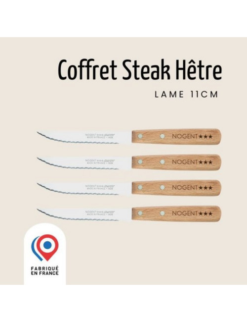 NOGENT Beechwood 4-Piece Steak Knife Set