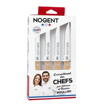 NOGENT Beechwood 4-Piece Steak Knife Set