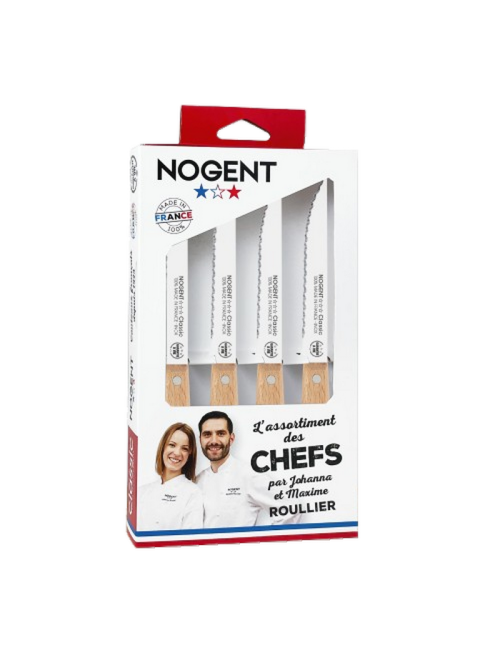 NOGENT Beechwood 4-Piece Steak Knife Set