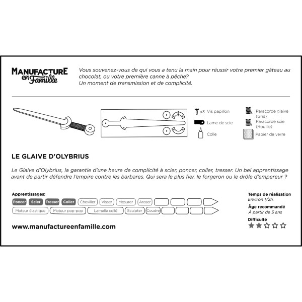 Glaive de gladiateur à fabriquer - Manufacture en France