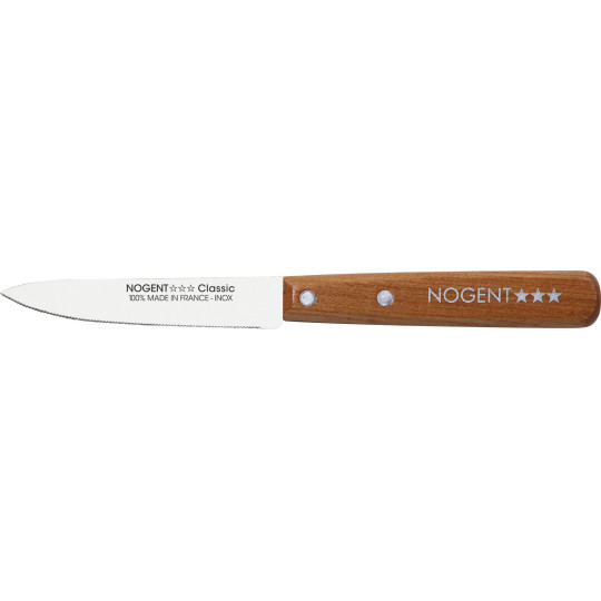 Couteau d'office NOGENT 3 ETOILS lame 9cm crantée 1mm manche cerisier des bois