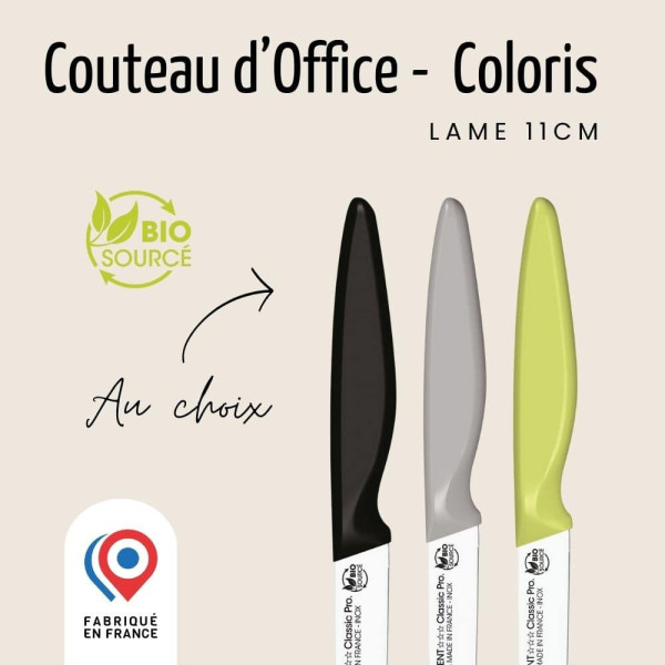 Couteau d'office NOGENT 3 ETOILES Classic 11cm Bio Sourcé - 3 coloris
