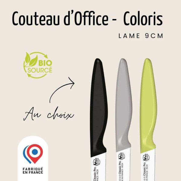 Couteau d'office NOGENT 3 ETOILES Classic 9cm Bio Sourcé - 3 coloris