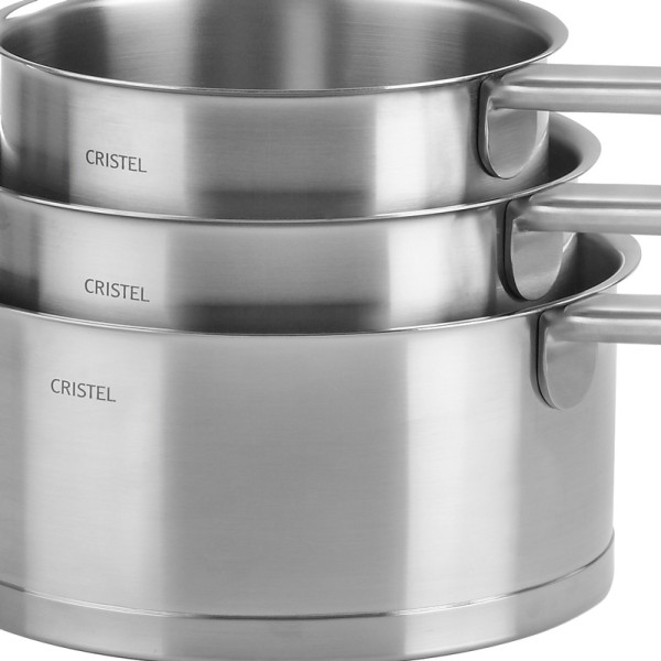 Set of 3 fixed Strate pans Cristel - 16, 18 and 20cm