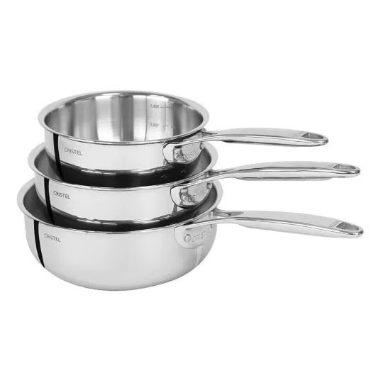 Set of 3 Castel Pro Cristel saucepans